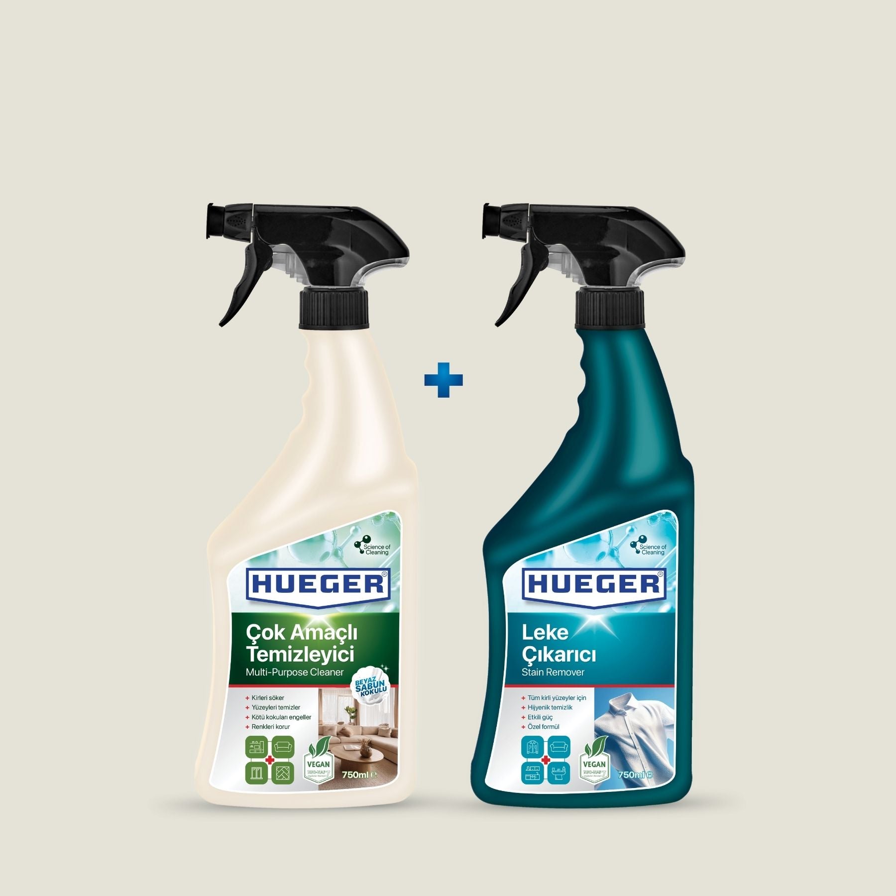 Leke Çıkarıcı Sprey ve Çok Amaçlı Yüzey Temizleyici 2'li Set - Hueger
