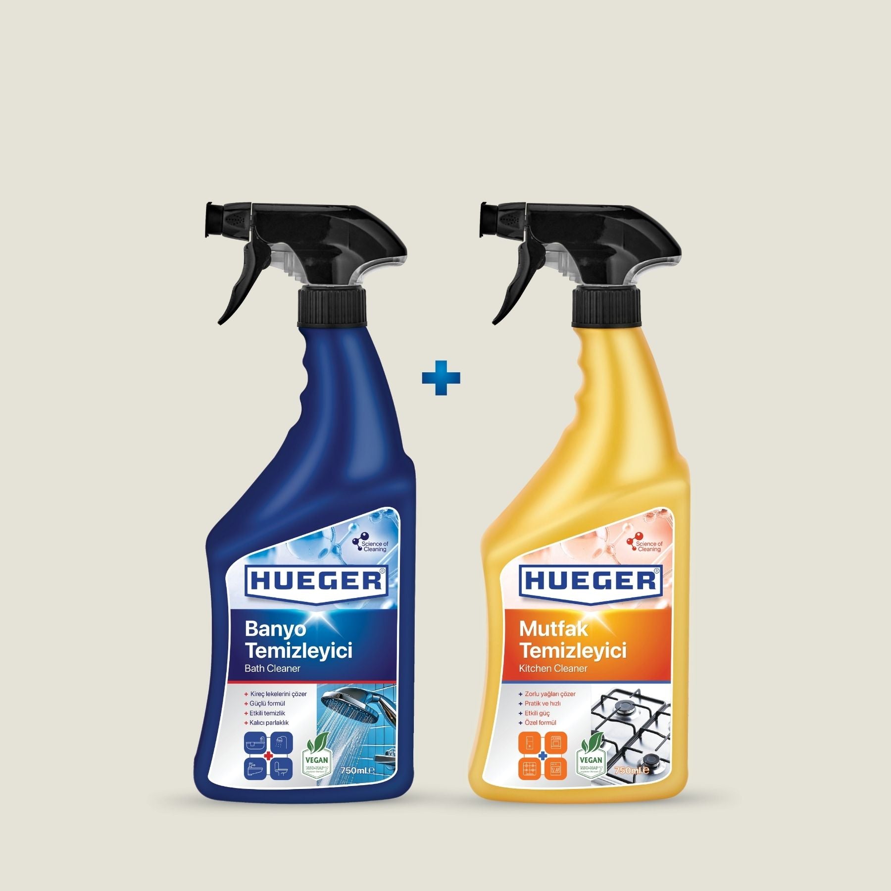 Mutfak Temizleyici ve Banyo Temizleyici 2'li Set 750ml - 750ml - Hueger
