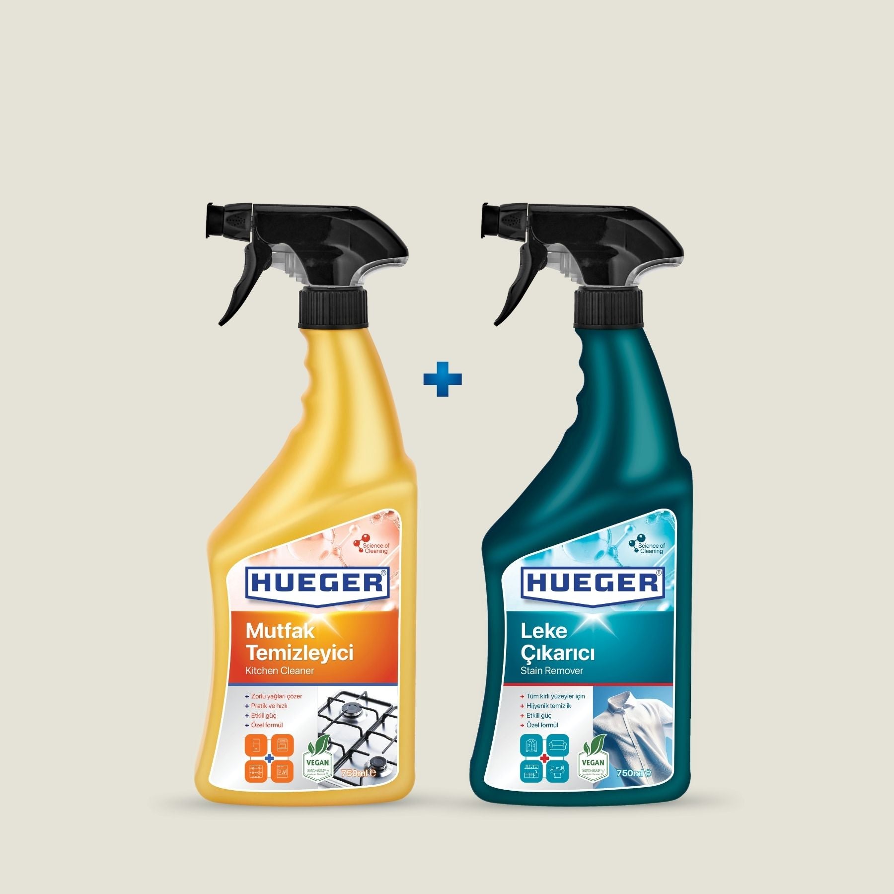 Leke Çıkarıcı Sprey ve Mutfak Temizleyici 2'li Set 750ml - 750ml - Hueger